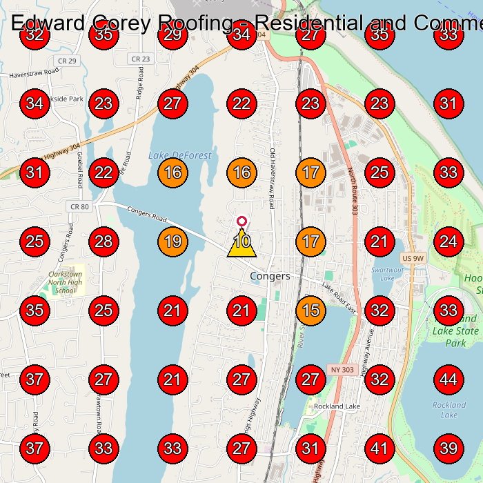 Edward Corey Roofing - Residential and Commercial GeoGrid visibility map for Roofing Contractor in Croton-On-Hudson